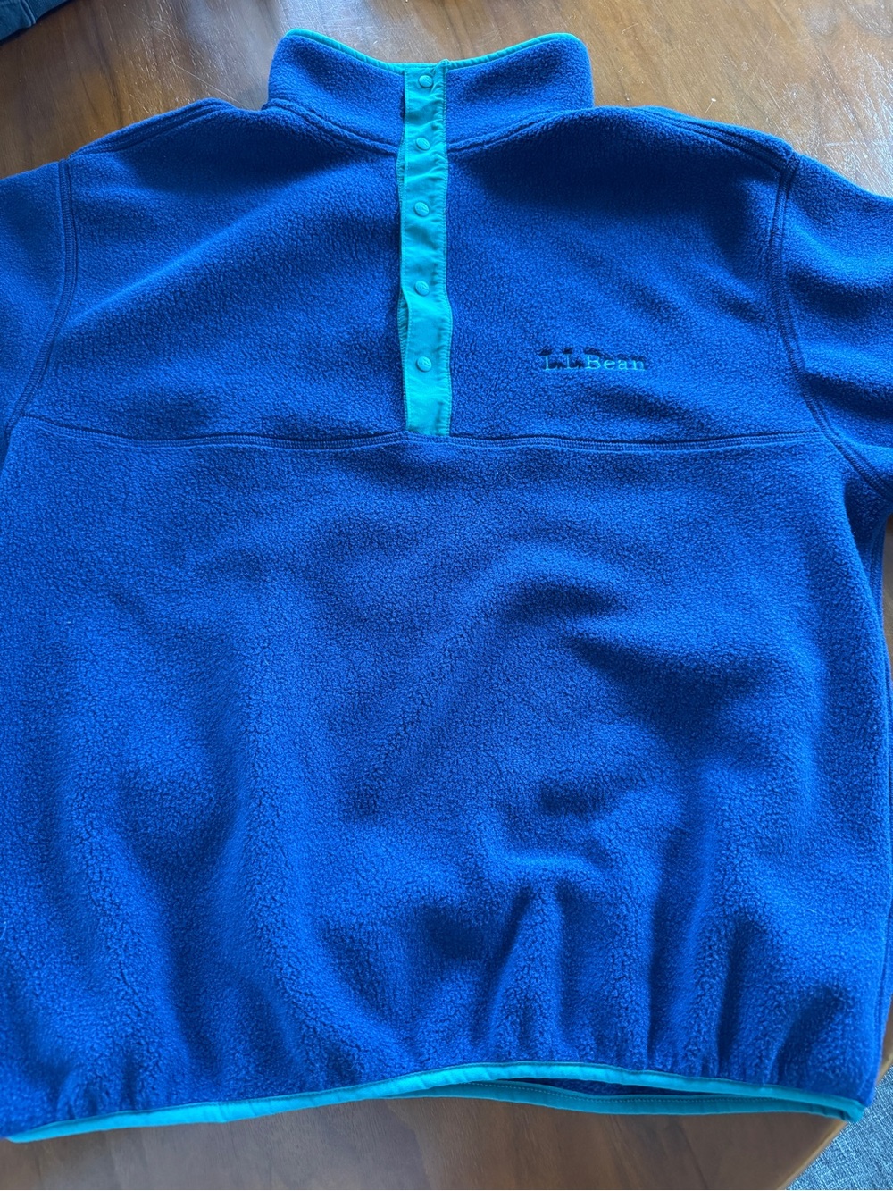 L.L.Bean Royal Blue Fleece Pullover with Teal Trim